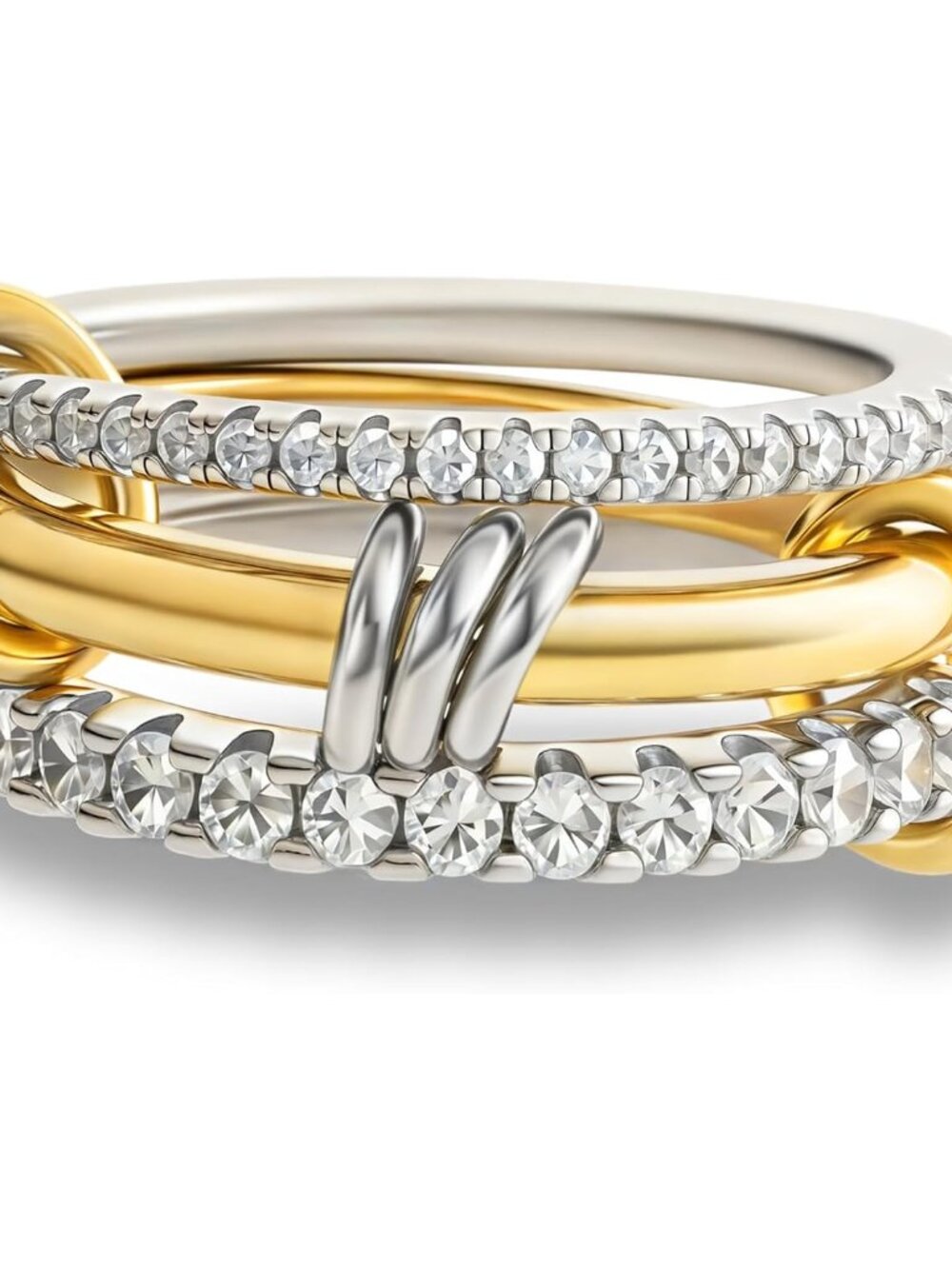 Gold Stackable Rings for Women Non Tarnish, 18k Gold Plated Cubic Zirconia Rings